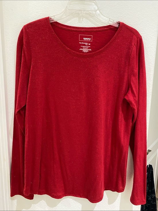 Sonoma Goods For Life Tops - Sonoma Goods For Life Red Shimmer Long Sleeve Everyday Tee - Size M - Like New